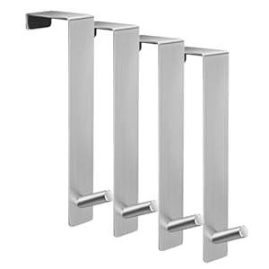 ARTOYS Edelstahl Türhaken zum Einhängen, 4er Set – 4 cm Breite, 17,7 cm Länge – Schwerlastfähig, Schaumstoffschutz, Bohrfrei – Perfekt für Türen, Kleidung, Taschen & mehr