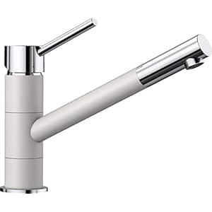 BLANCO KANO | Küchenarmatur in silgranitweiß/chrom | Hochdruck | Rückflussverhinderer | Keramik Kartusche | Gesicherte Wasserqualität & wassersparend