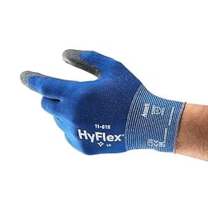 Ansell HyFlex 11-618 Mechaniker- Nylon Handschuhe, Abriebfeste Schutzhandschuhe mit PU-Beschichtung, Sicherheitshandschuhe für Präzisionsarbeiten, Touchscreen-Arbeitshandschuhe, 1 Paar, Gr. M