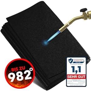 EVOCAMP Feuerfeste Unterlage 100×100 cm – Hitzeschutzmatte hitzebeständig bis 982 °C – Lötmatte als feuerfeste Matte für sicheren Brandschutz – Brandschutzmatte als ideale Feuerschutzmatte – schwarz