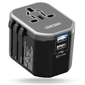 LENCENT Reiseadapter Weltweit, Universal Reisestecker mit 2 USB-A, Internationaler Steckdosenadapter, Travel Adapter über 150+ Länder für Australien USA UK Europa Japan Thailand Deutschland