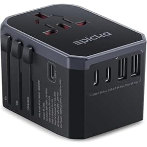 EPICKA Reiseadapter Weltweit, Universal Reisestecker Adapter 30W, Internationaler Steckdosenadapter mit 3 USB-C, 2 USB-A, Travel Adapter für Deutschland USA UK Japan Thailand Australien TA-105C